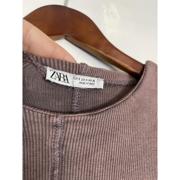 Zara Brown Mocha Dress Womens Small Sleeveless Knit Jersey Maxi High Neck - Picture 4 of 8